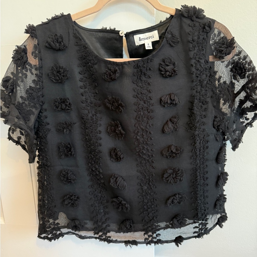 Black Textured Women's Top
